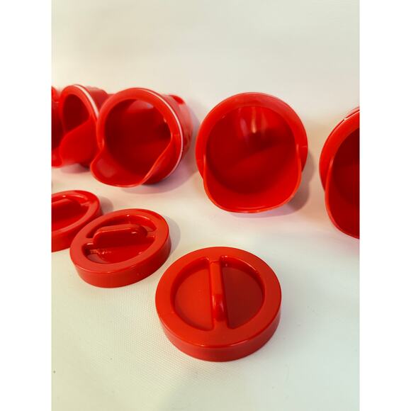 New Set of 6 Chicken DIY Feeders Red Bucket Supplies 3.25" with Lid - Picture 3 of 7